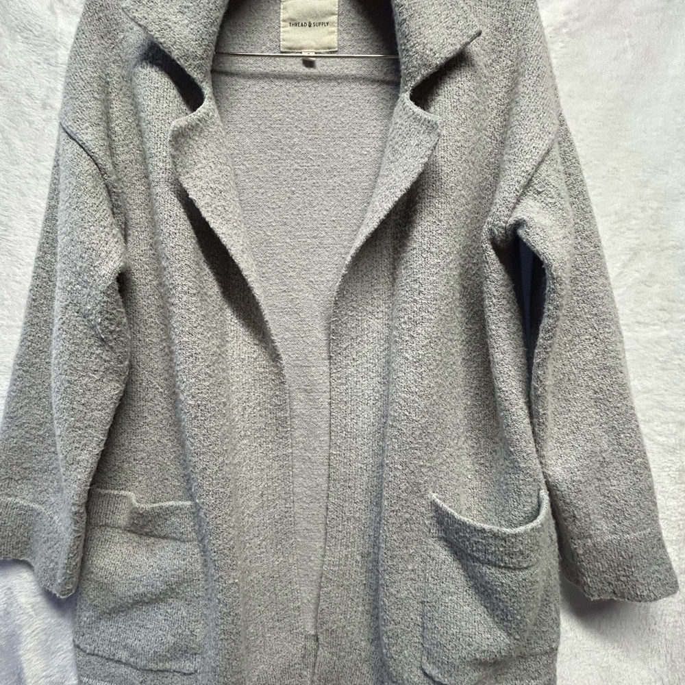 Thread & Supply Light Gray Open Cardigan